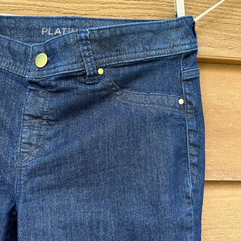Chico’s Platinum Blue Gold Sparkle Glittery Jeggings Size 00 - Picture 6 of 13